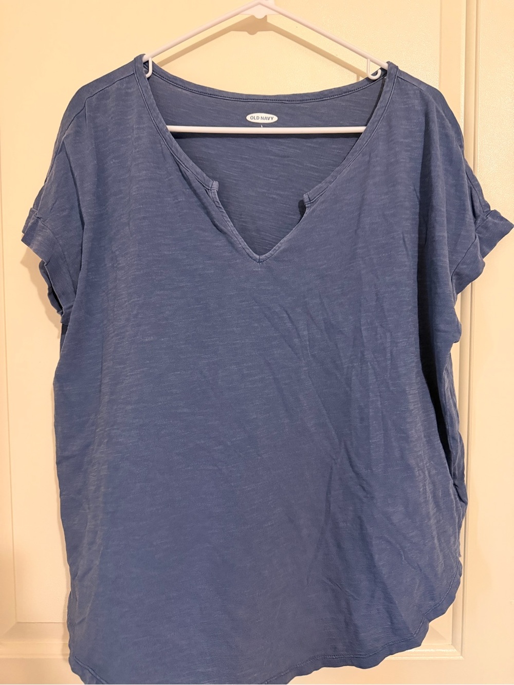 Old Navy Blue V-Neck Short Sleeve Slub Tee